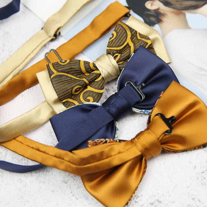 Herren Paisley Blumenmuster Doppel-Lagen Trauzeugen Fliege