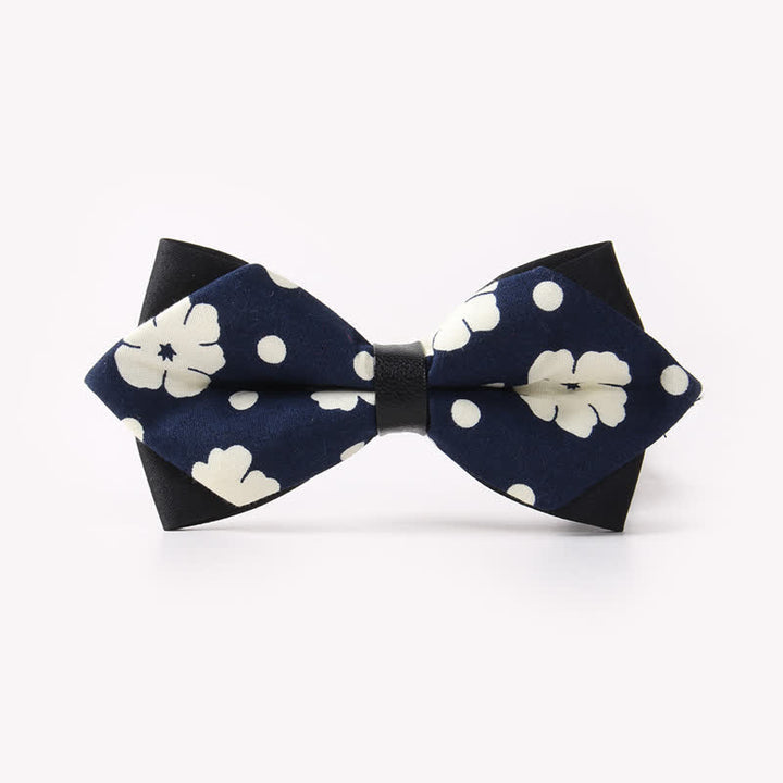 Doppellagige, spitz zulaufende Baumwoll-Fliege mit Blumendruck für Herren - Stil #7 - image 11