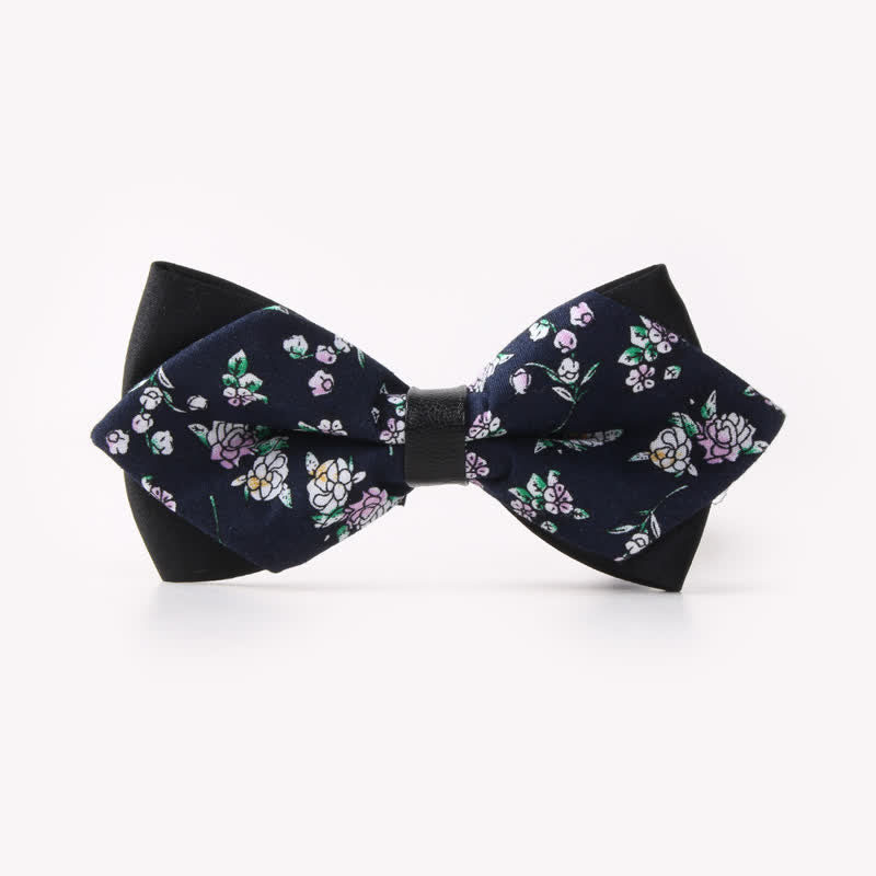 Doppellagige, spitz zulaufende Baumwoll-Fliege mit Blumendruck für Herren - Stil #26 - image 30