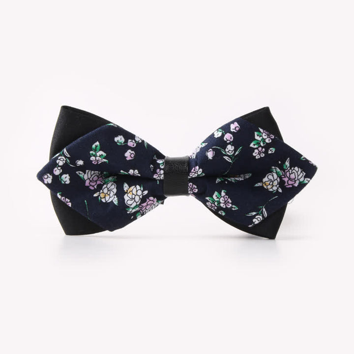 Doppellagige, spitz zulaufende Baumwoll-Fliege mit Blumendruck für Herren - Stil #26 - image 30