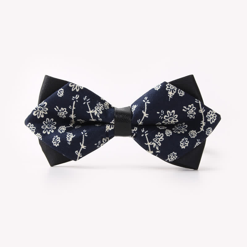 Doppellagige, spitz zulaufende Baumwoll-Fliege mit Blumendruck für Herren - Stil #6 - image 10