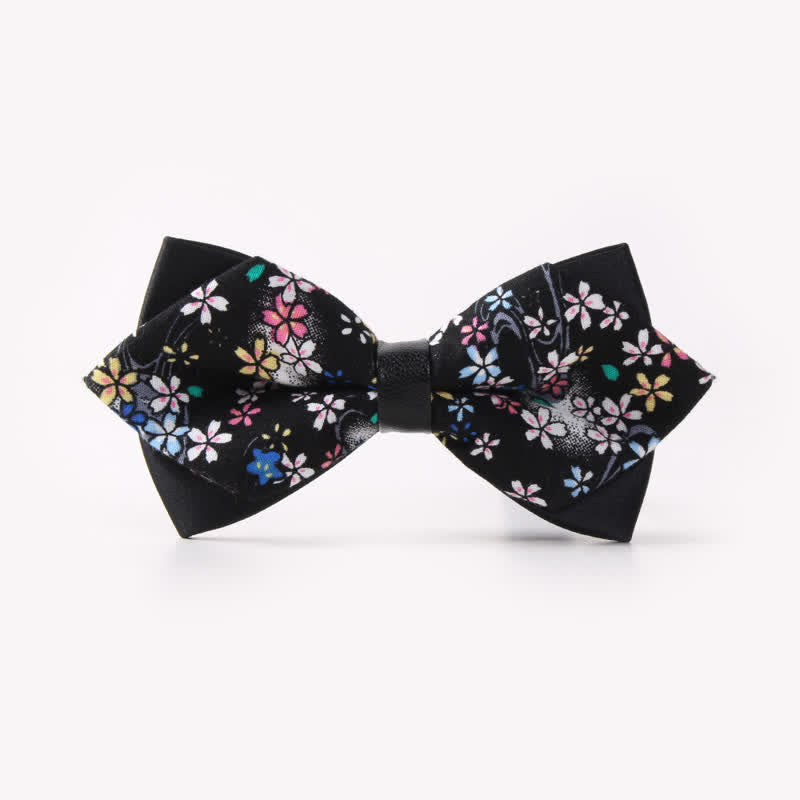 Doppellagige, spitz zulaufende Baumwoll-Fliege mit Blumendruck für Herren - Stil #10 - image 14