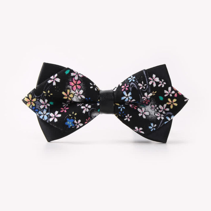 Doppellagige, spitz zulaufende Baumwoll-Fliege mit Blumendruck für Herren - Stil #10 - image 14