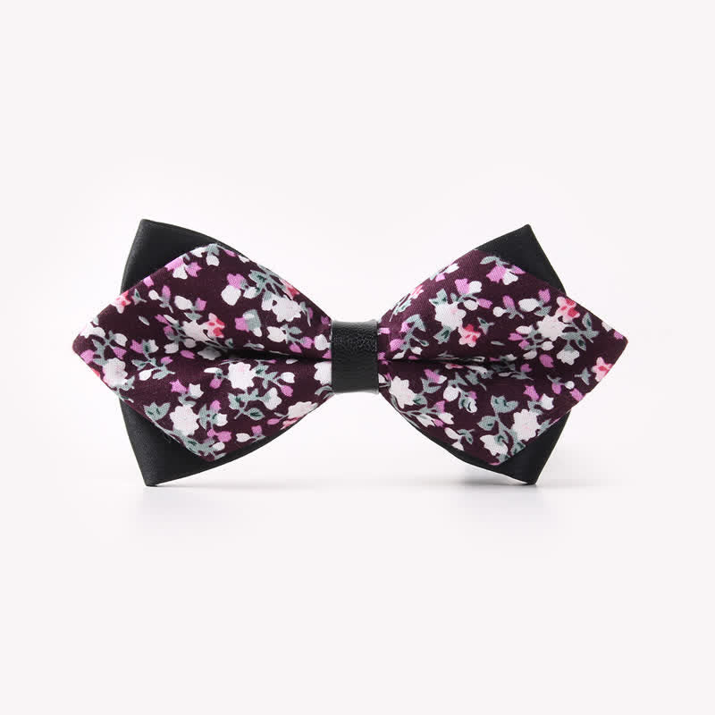 Doppellagige, spitz zulaufende Baumwoll-Fliege mit Blumendruck für Herren - Stil #5 - image 9