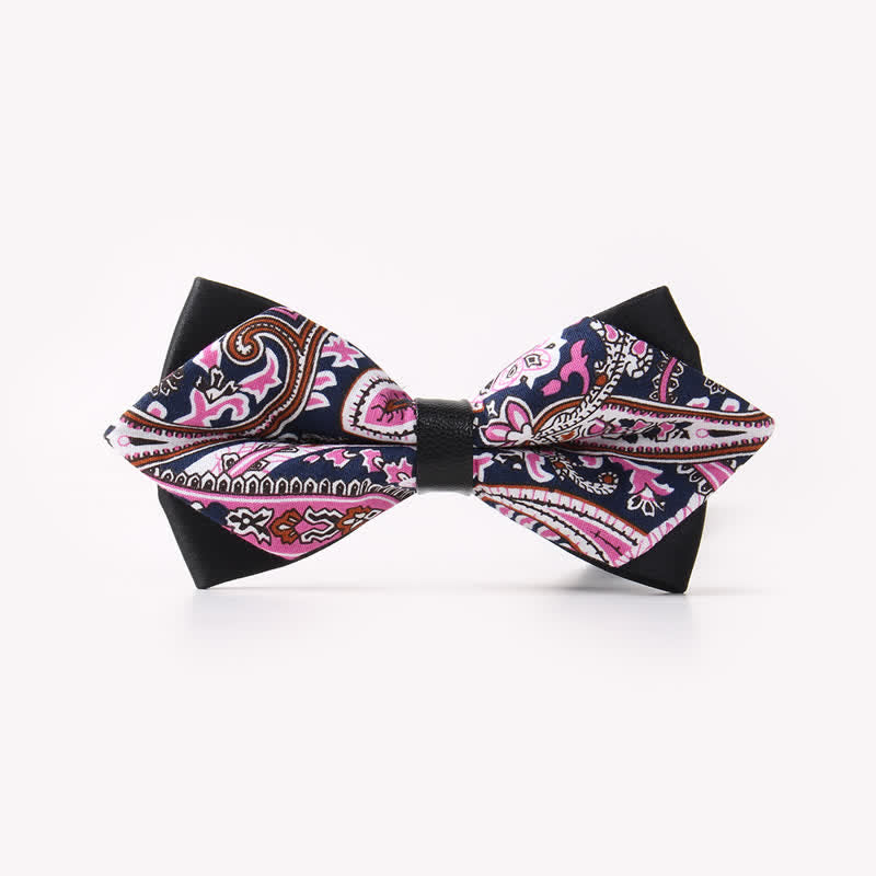 Doppellagige, spitz zulaufende Baumwoll-Fliege mit Blumendruck für Herren - Stil #3 - image 7