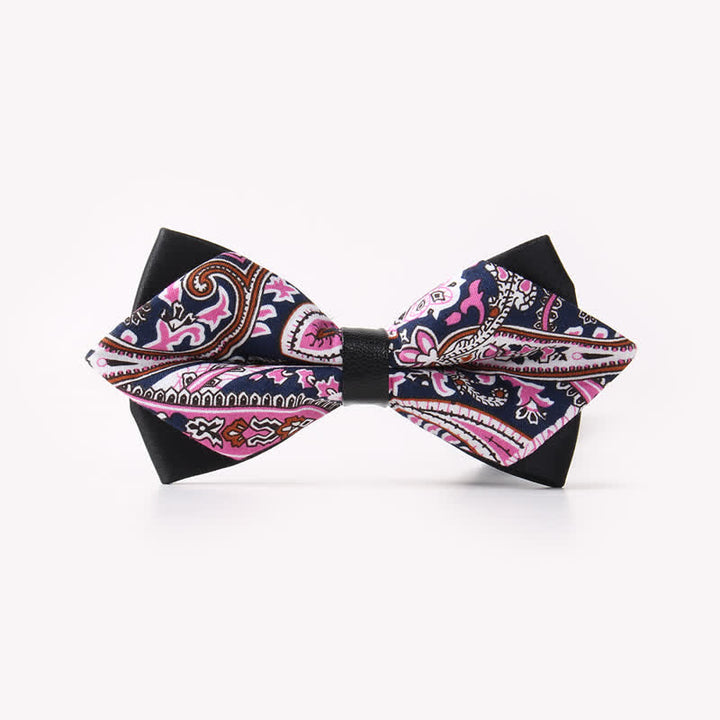 Doppellagige, spitz zulaufende Baumwoll-Fliege mit Blumendruck für Herren - Stil #3 - image 7