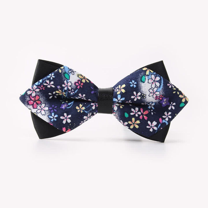 Doppellagige, spitz zulaufende Baumwoll-Fliege mit Blumendruck für Herren - Stil #9 - image 13