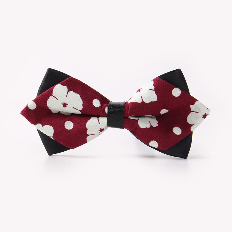 Doppellagige, spitz zulaufende Baumwoll-Fliege mit Blumendruck für Herren - Stil #8 - image 12