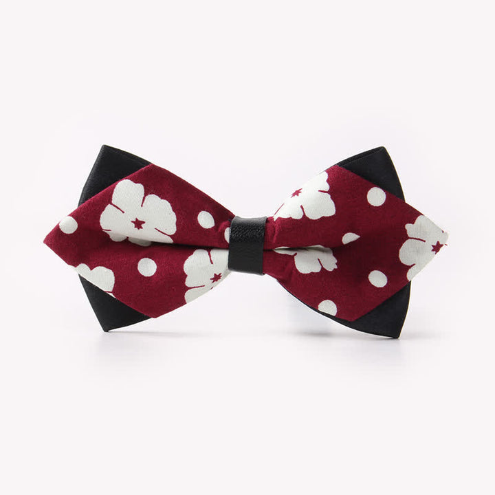 Doppellagige, spitz zulaufende Baumwoll-Fliege mit Blumendruck für Herren - Stil #8 - image 12