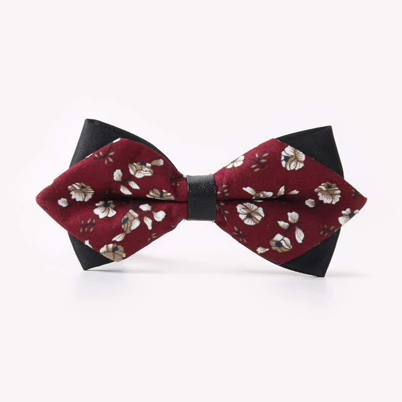 Doppellagige, spitz zulaufende Baumwoll-Fliege mit Blumendruck für Herren - Stil #2 - image 6