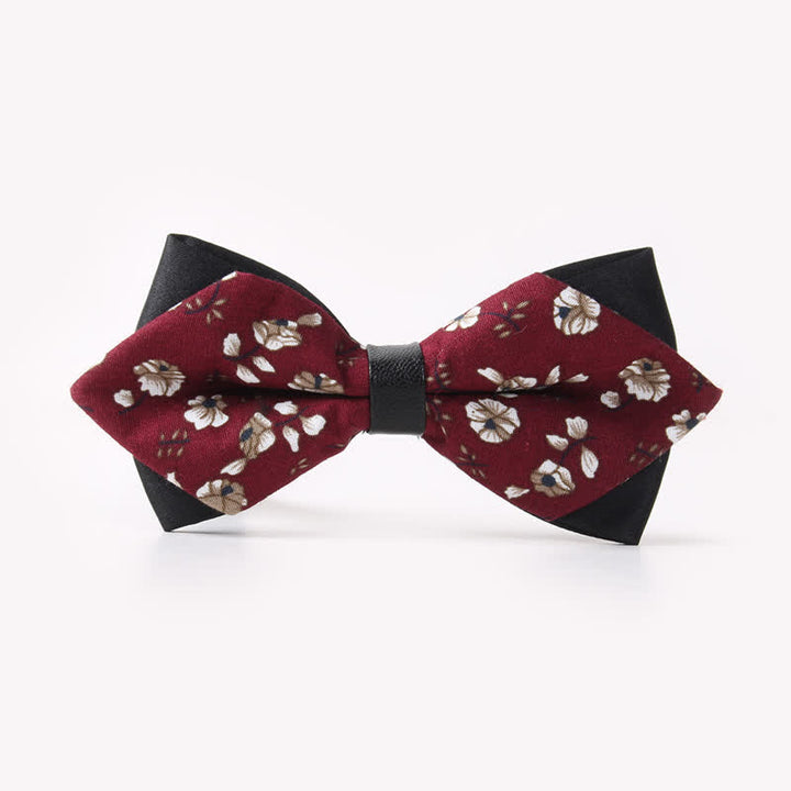 Doppellagige, spitz zulaufende Baumwoll-Fliege mit Blumendruck für Herren - Stil #2 - image 6