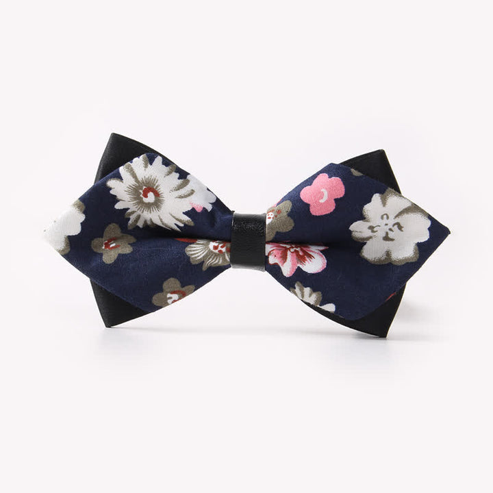 Doppellagige, spitz zulaufende Baumwoll-Fliege mit Blumendruck für Herren - Stil #4 - image 8