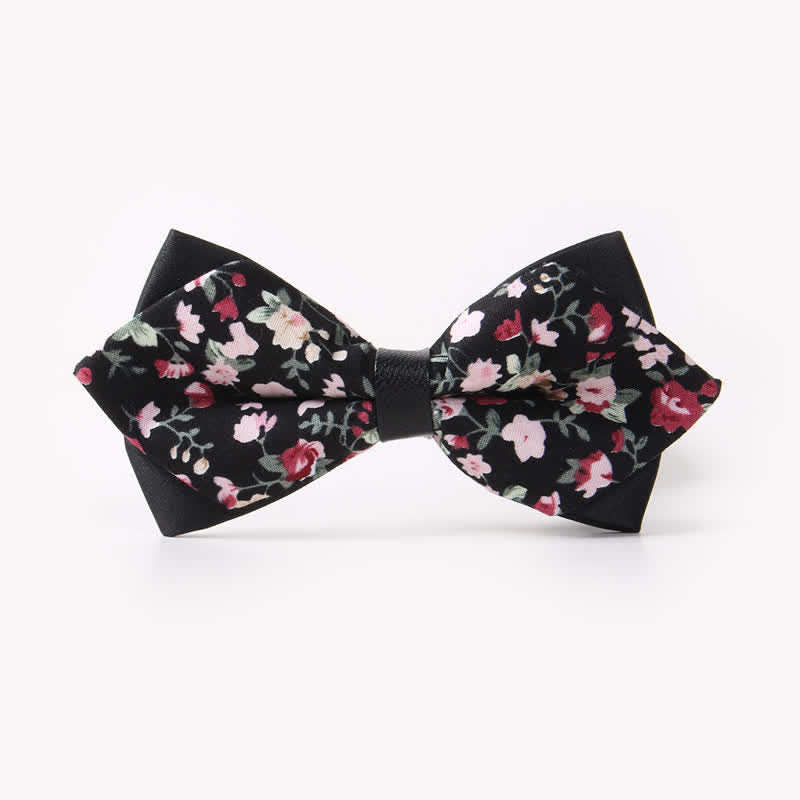 Doppellagige, spitz zulaufende Baumwoll-Fliege mit Blumendruck für Herren - Stil #27 - image 31