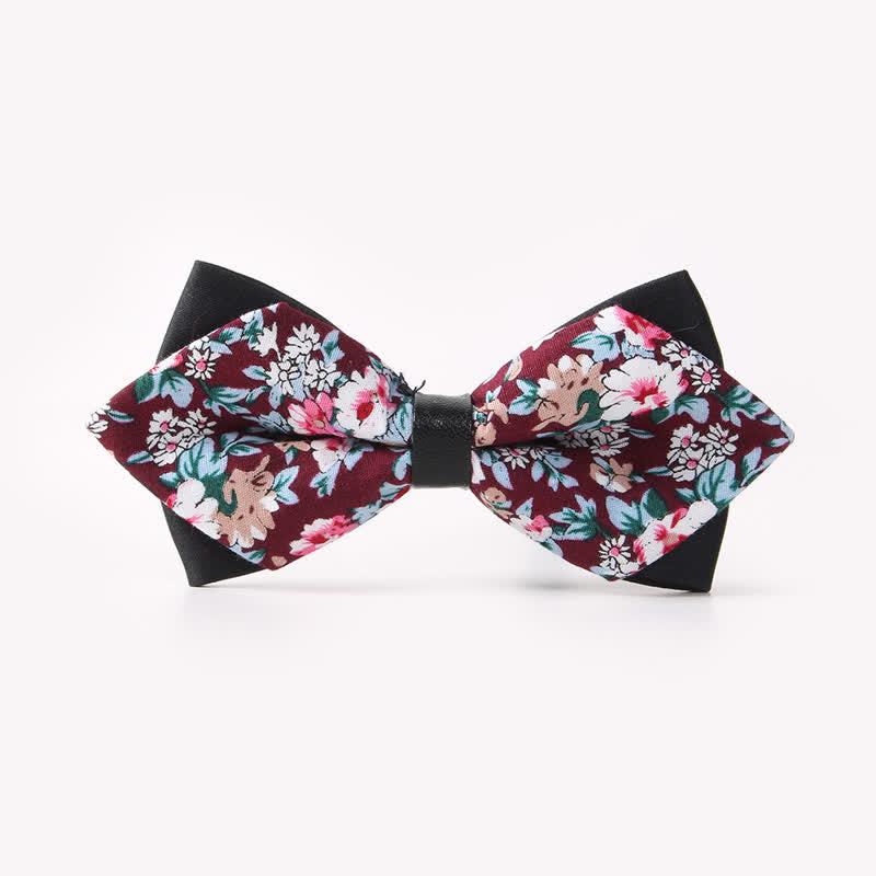 Doppellagige, spitz zulaufende Baumwoll-Fliege mit Blumendruck für Herren - Stil #17 - image 21