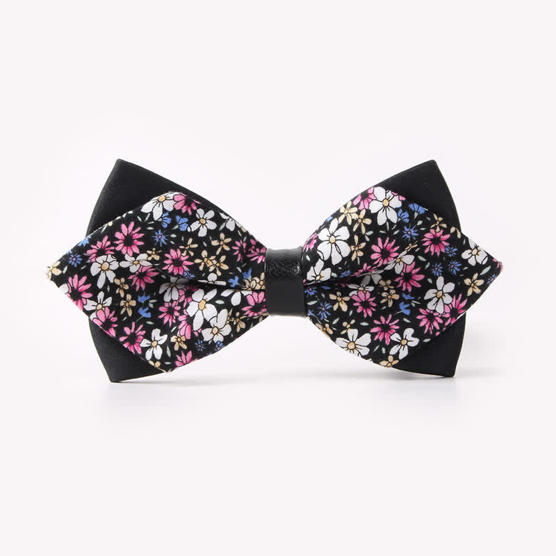 Doppellagige, spitz zulaufende Baumwoll-Fliege mit Blumendruck für Herren - Stil #21 - image 25