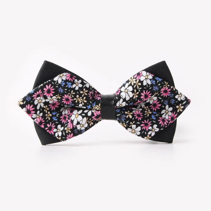 Doppellagige, spitz zulaufende Baumwoll-Fliege mit Blumendruck für Herren - Stil #21 - image 25