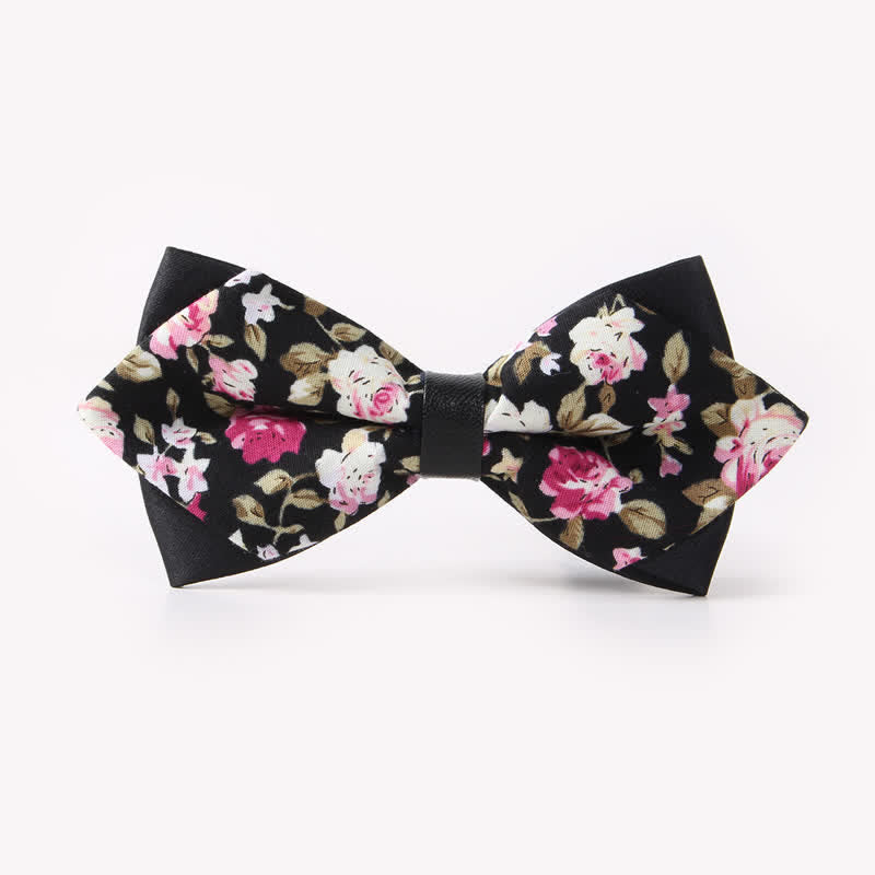 Doppellagige, spitz zulaufende Baumwoll-Fliege mit Blumendruck für Herren - Stil #1 - image 1