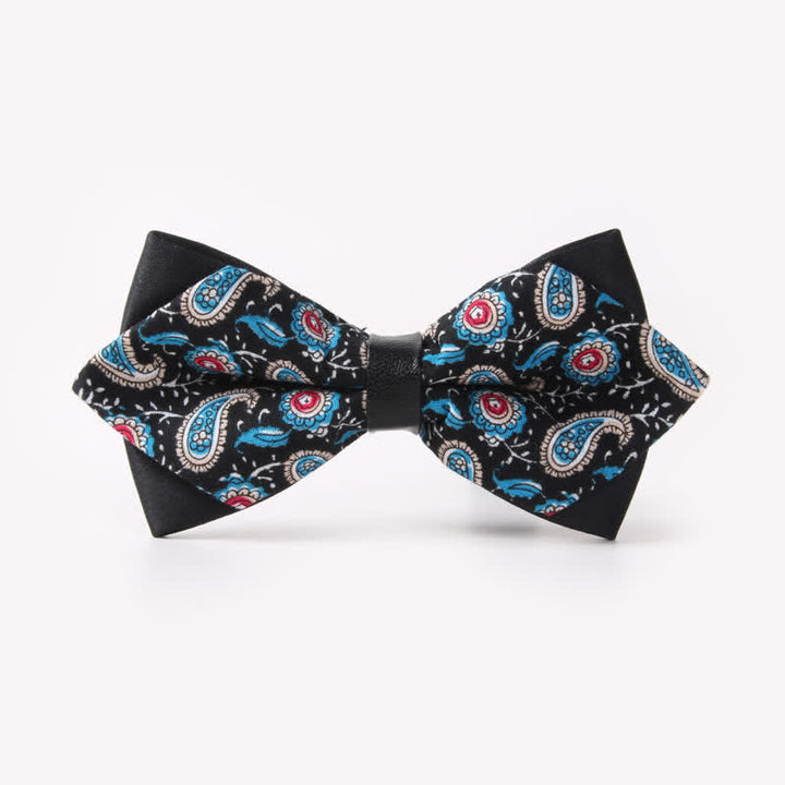 Doppellagige, spitz zulaufende Baumwoll-Fliege mit Blumendruck für Herren - Stil #20 - image 24