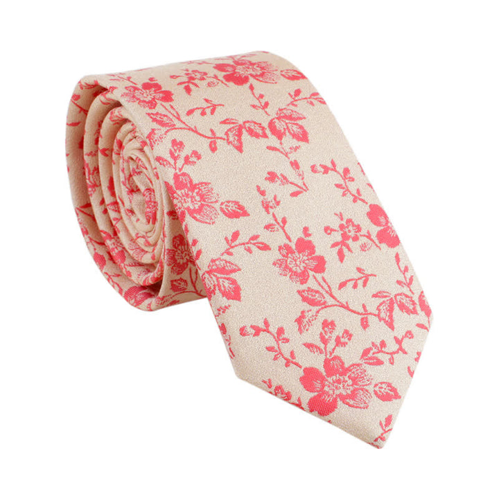 Dünne bunte gemusterte Krawatte mit Blumenmuster für Männer - Elfenbein - image 4