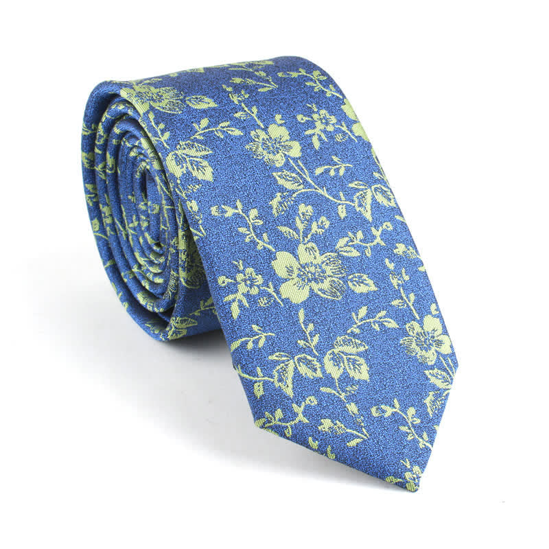 Dünne bunte gemusterte Krawatte mit Blumenmuster für Männer - Blau - image 2