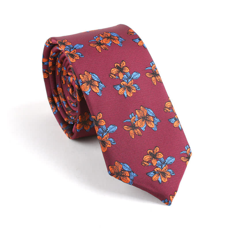 Klassische Chic Gentleman Schlanke Blumen-Krawatte für Herren - Burgunderrot - image 3