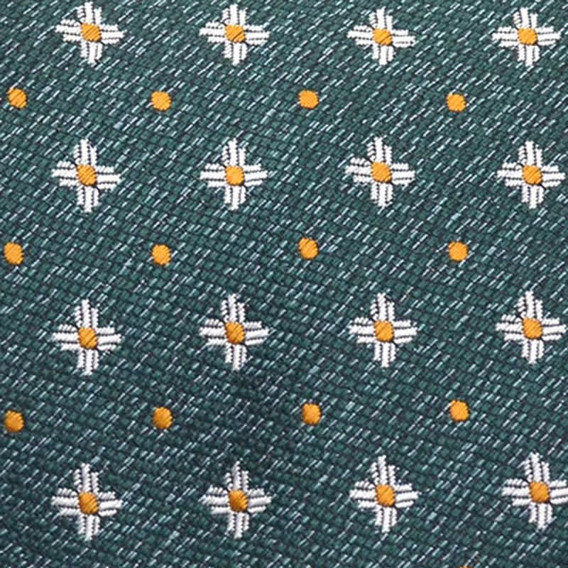 Herren Dunkelgrüne Krawatte mit Gänseblümchen-Punkte-Muster