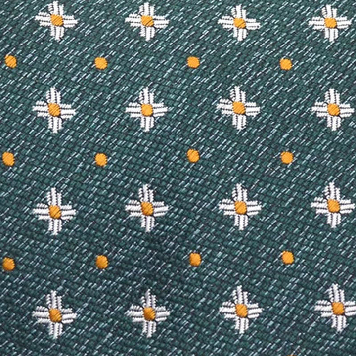 Herren Dunkelgrüne Krawatte mit Gänseblümchen-Punkte-Muster