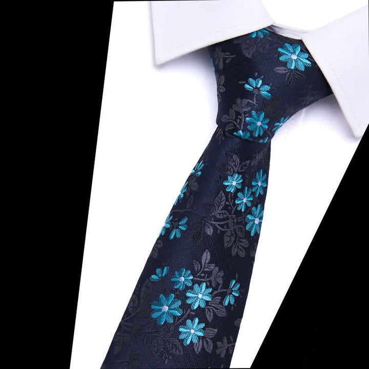 Elegante marineblaue Krawatte mit Blumenmuster für Herren