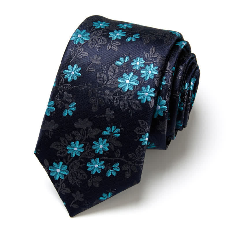 Elegante marineblaue Krawatte mit Blumenmuster für Herren - Marineblau - image 0