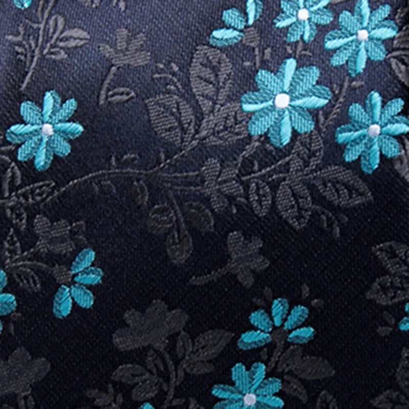 Elegante marineblaue Krawatte mit Blumenmuster für Herren - image 1