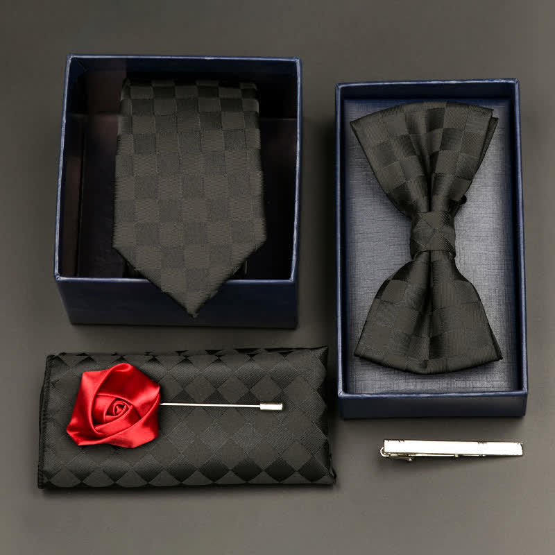 5-tlg. Set für formelle Geschäftskrawatten und Fliegen für Herren - Stil #14 - image 15