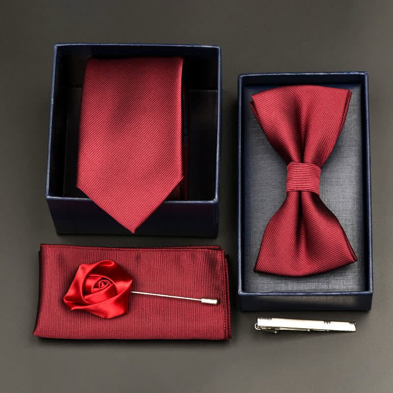 5-tlg. Set für formelle Geschäftskrawatten und Fliegen für Herren - Stil #17 - image 18
