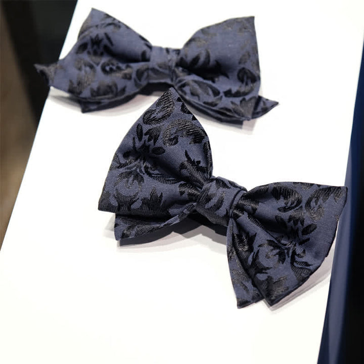Vintage-dunkelblaue Jacquard-Hochzeitsfliege für Männer