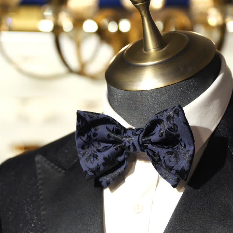 Vintage-dunkelblaue Jacquard-Hochzeitsfliege für Männer