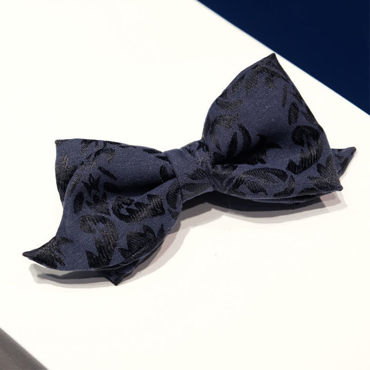 Vintage-dunkelblaue Jacquard-Hochzeitsfliege für Männer