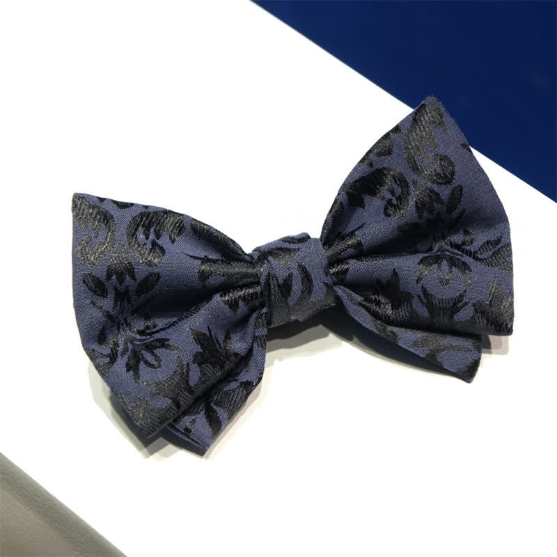 Vintage-dunkelblaue Jacquard-Hochzeitsfliege für Männer