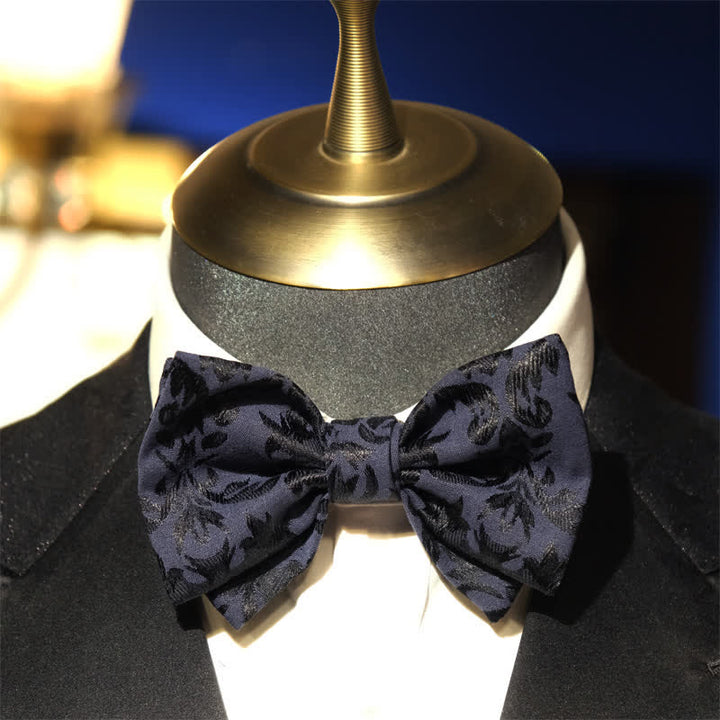 Vintage-dunkelblaue Jacquard-Hochzeitsfliege für Männer