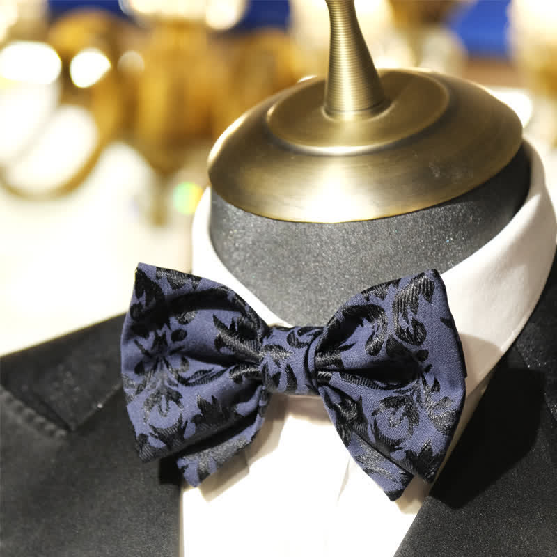 Vintage-dunkelblaue Jacquard-Hochzeitsfliege für Männer