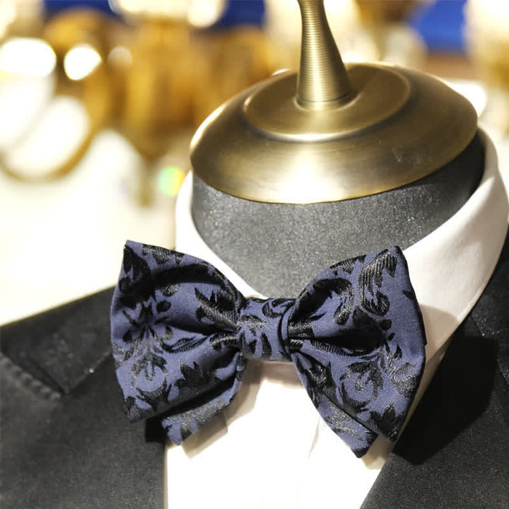 Vintage-dunkelblaue Jacquard-Hochzeitsfliege für Männer