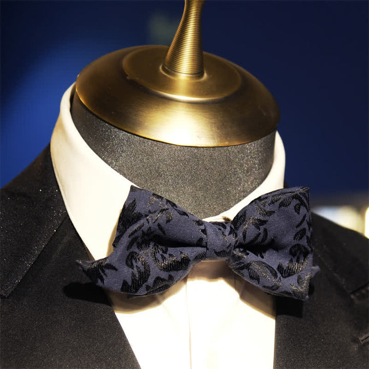 Vintage-dunkelblaue Jacquard-Hochzeitsfliege für Männer