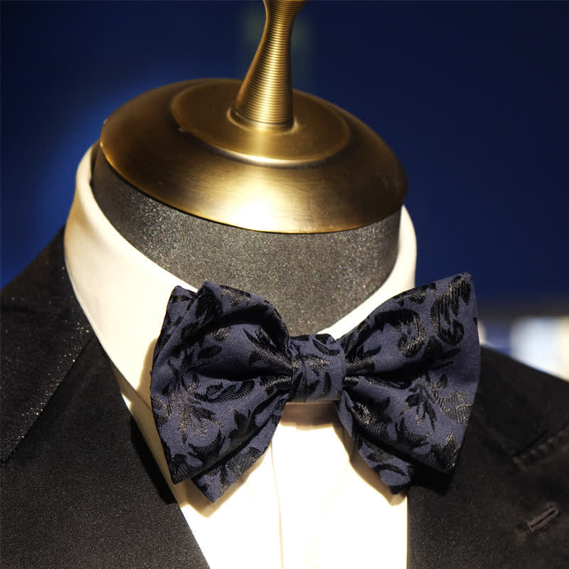 Vintage-dunkelblaue Jacquard-Hochzeitsfliege für Männer