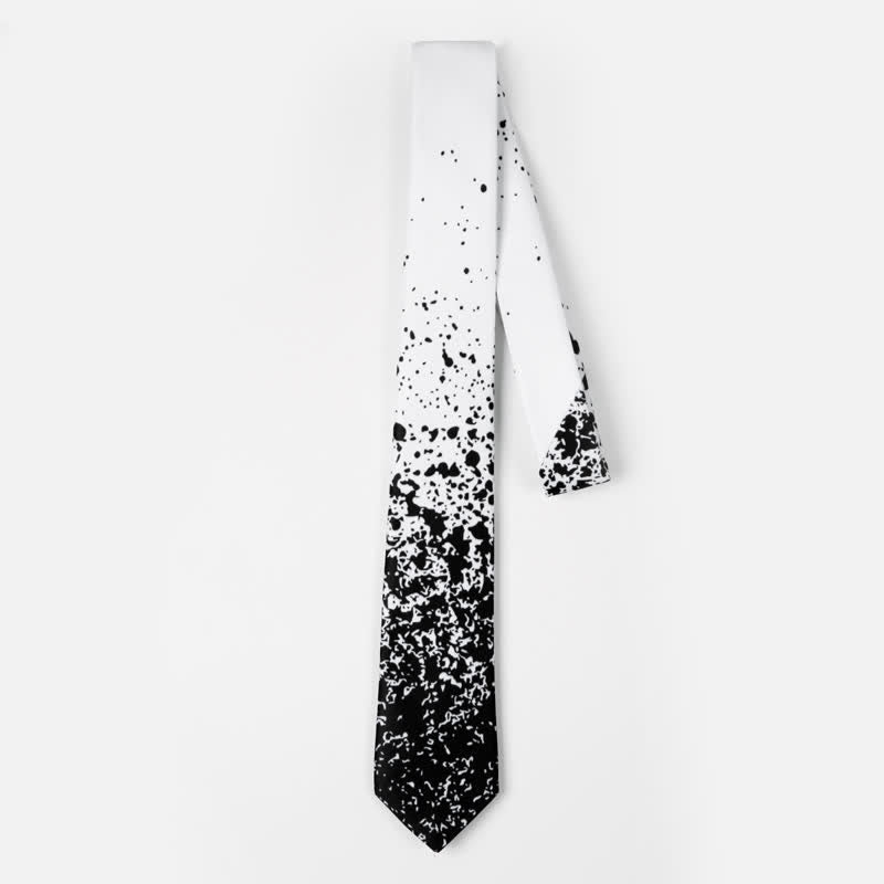 Herren Schwarz & Weiß Abstrakt Splash Ink Krawatte