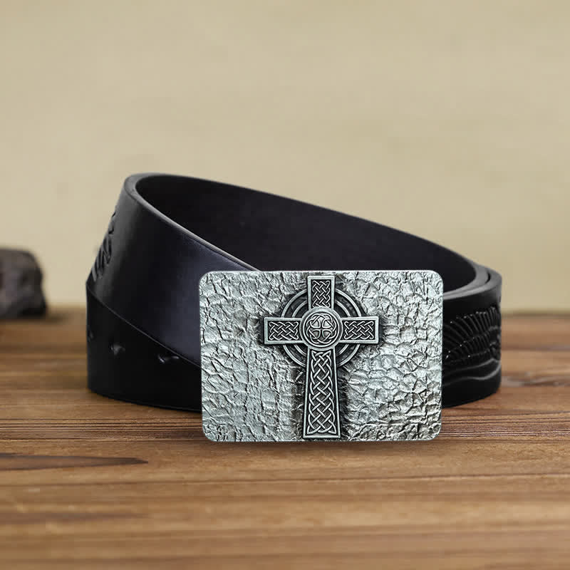 Herren DIY-Gürtel im mittelalterlichen Stil mit keltischer Kreuzschnalle aus Leder