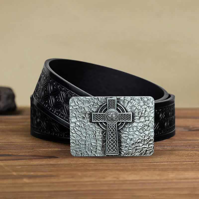 Herren DIY-Gürtel im mittelalterlichen Stil mit keltischer Kreuzschnalle aus Leder