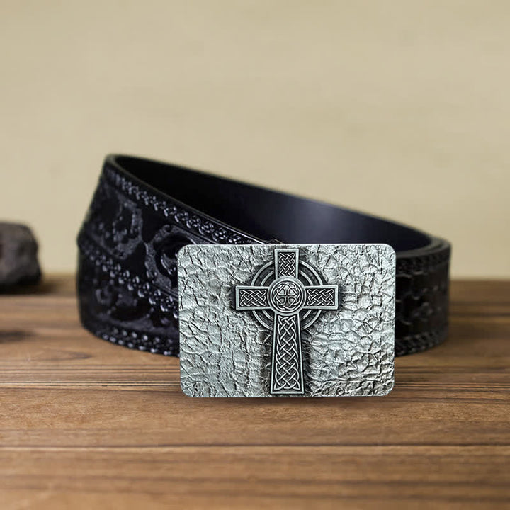 Herren DIY-Gürtel im mittelalterlichen Stil mit keltischer Kreuzschnalle aus Leder