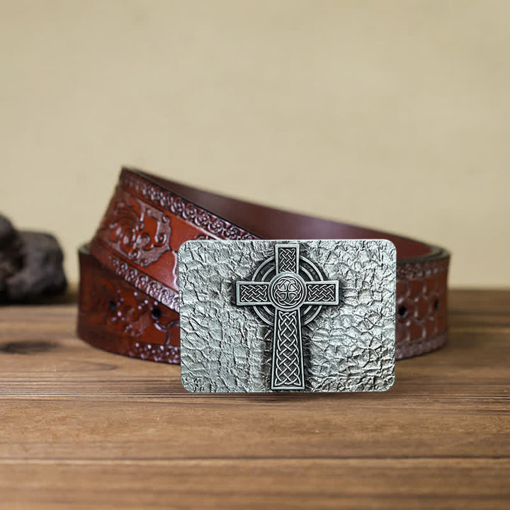 Herren DIY-Gürtel im mittelalterlichen Stil mit keltischer Kreuzschnalle aus Leder