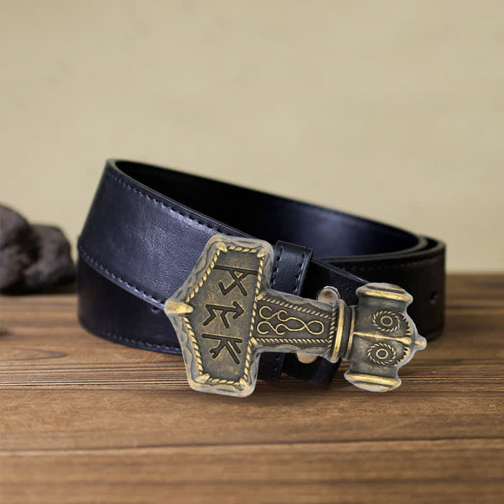 DIY-Brutal-Viking-Hammer-Schnalle Ledergürtel für Männer