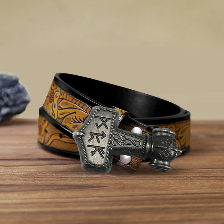 DIY-Brutal-Viking-Hammer-Schnalle Ledergürtel für Männer
