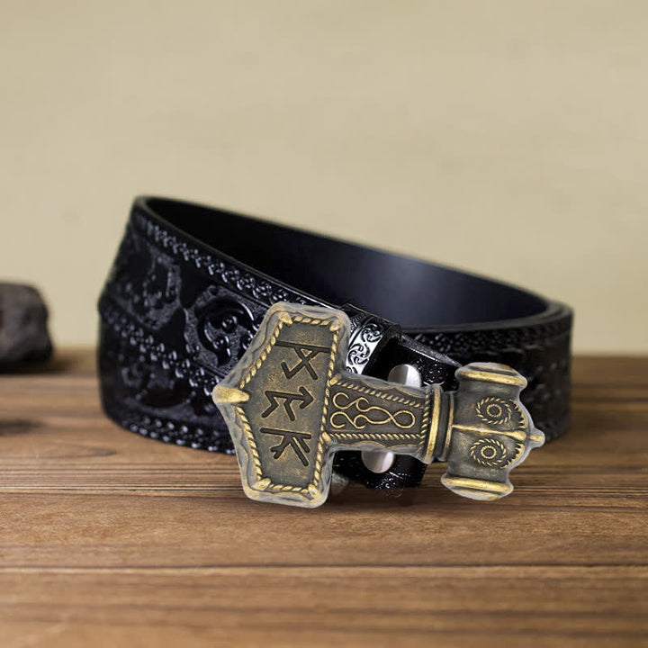 DIY-Brutal-Viking-Hammer-Schnalle Ledergürtel für Männer