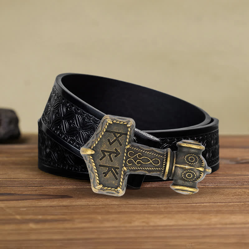 DIY-Brutal-Viking-Hammer-Schnalle Ledergürtel für Männer